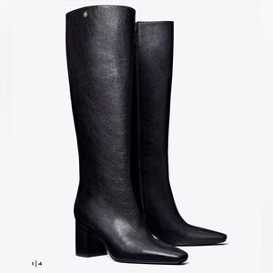 Tory Burch Black Leather Knee-High Boots